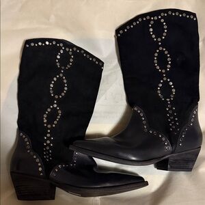 Black Studded free people Women's Cowboy Boots